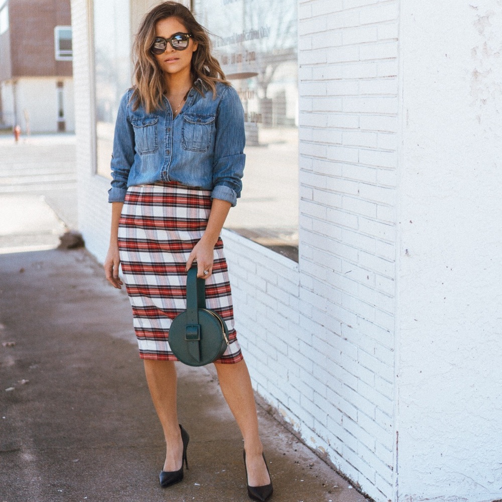 S.I.C. Couture Plaid pencil skirt